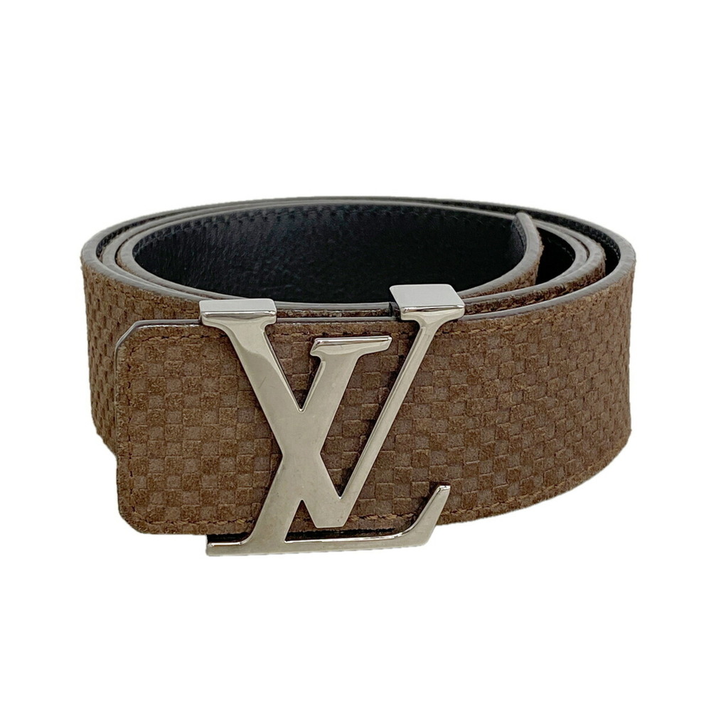 Louis Vuitton Micro Damier Belt, LV Initials, M6876, Brown/Black, Men's